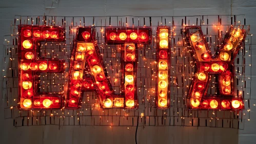 Bright 'EATX' Sign with Glowing Bulbs