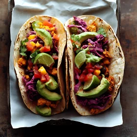 Healthy Vegan Tacos with Avocado and Vegetables