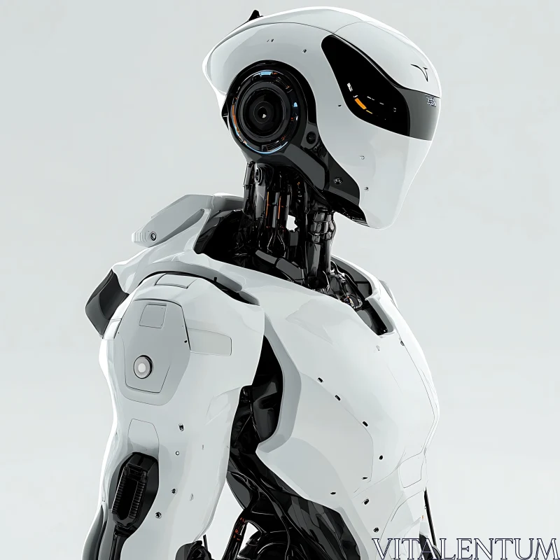 Advanced White Metal Robot Side Profile AI Image