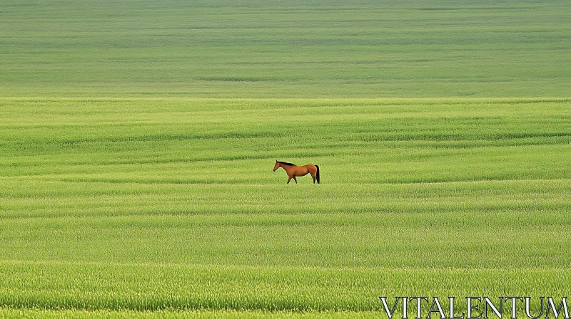 Equine Serenity: Horse in Meadow AI Image