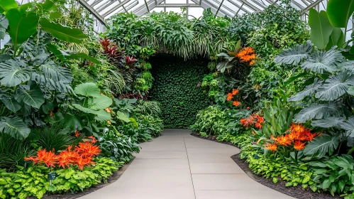 Botanical Garden Walkway with Tropical Plants