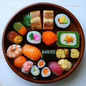 Delicious Sushi Assortment Displayed Artfully