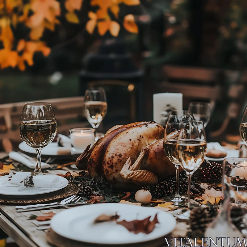 Autumnal Thanksgiving Dinner Table AI Image