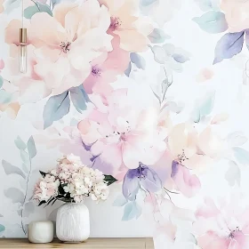 Elegant Floral Arrangement with Pastel Backdrop