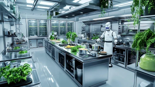 Robot Chef in Modern Kitchen