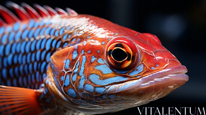 Detailed Close-Up of Vibrant Multi-Colored Fish AI Image