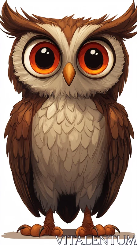 AI ART Cute Cartoon Owl with Large Eyes