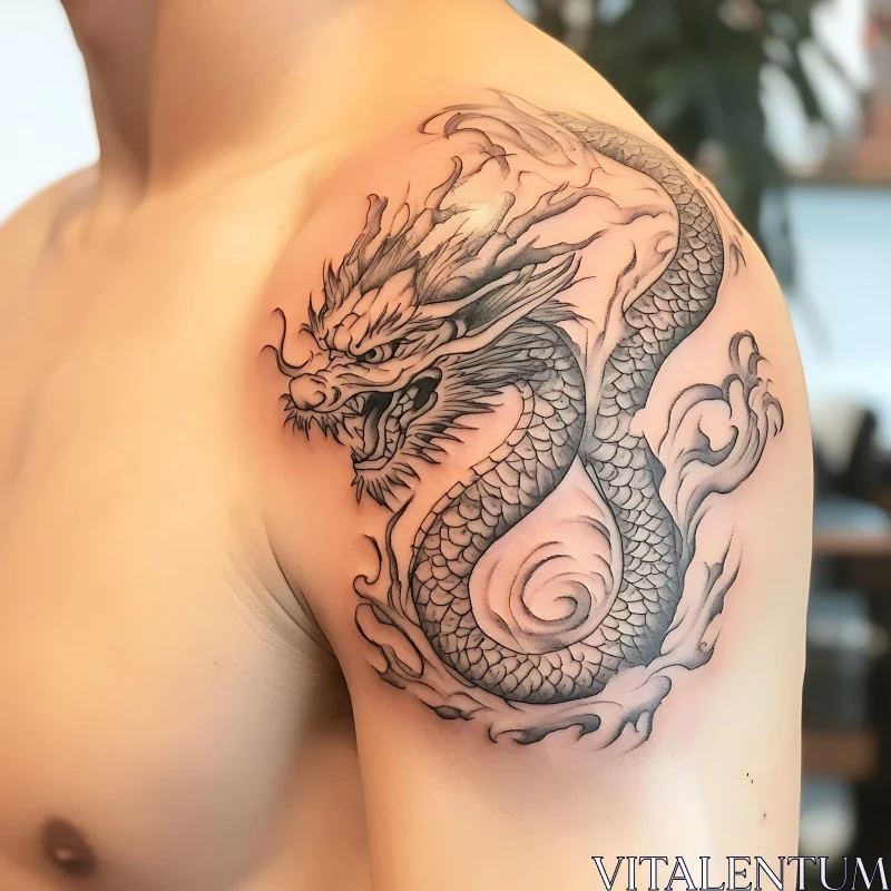 Fierce Dragon Tattoo Design on Arm AI Image