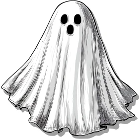 Cartoon Ghost Character for Spooky Designs