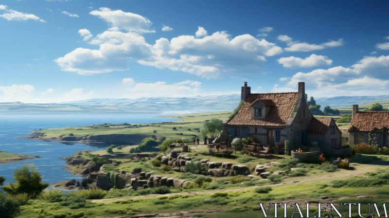 Idyllic Island Village Scene - A Fantasy Landscape AI Image