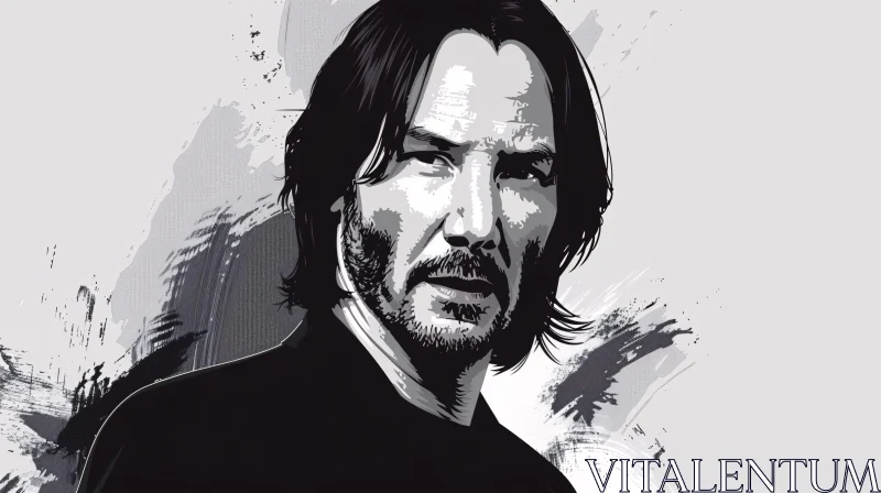 Keanu Reeves Monochrome Portrait AI Image