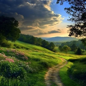 Peaceful Landscape with Winding Trail