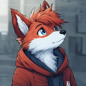 Anime Style Fox with Blue Eyes