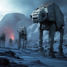 AT-AT Walkers in Snowy Landscape