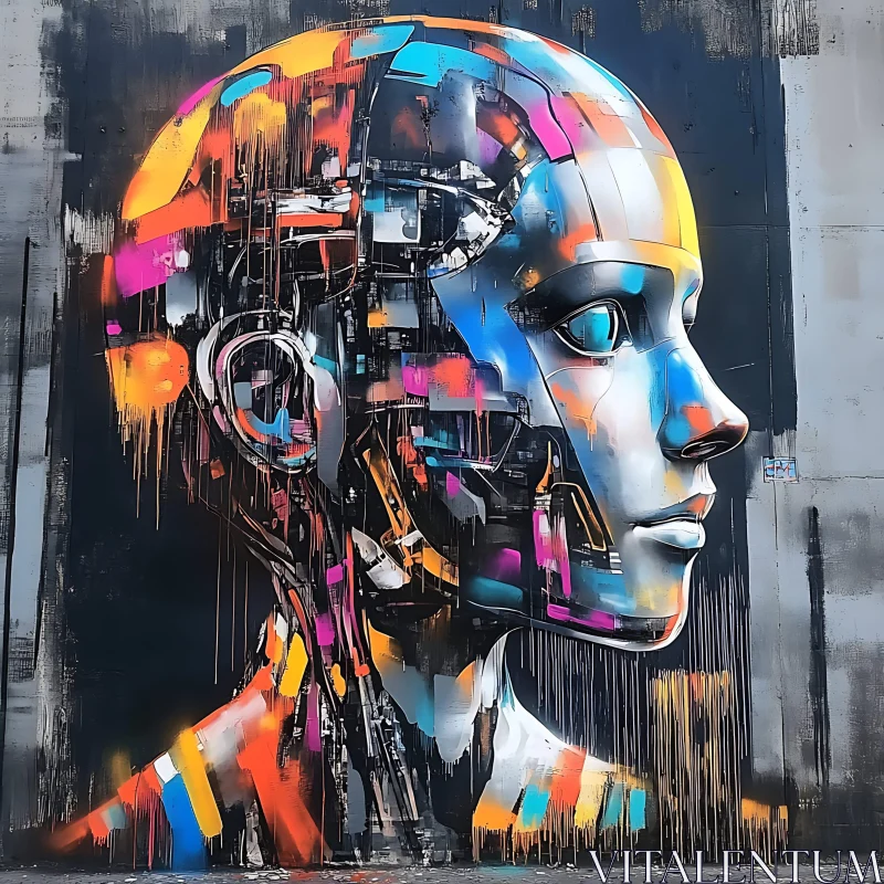 Bright Abstract Cyborg Street Art AI Image