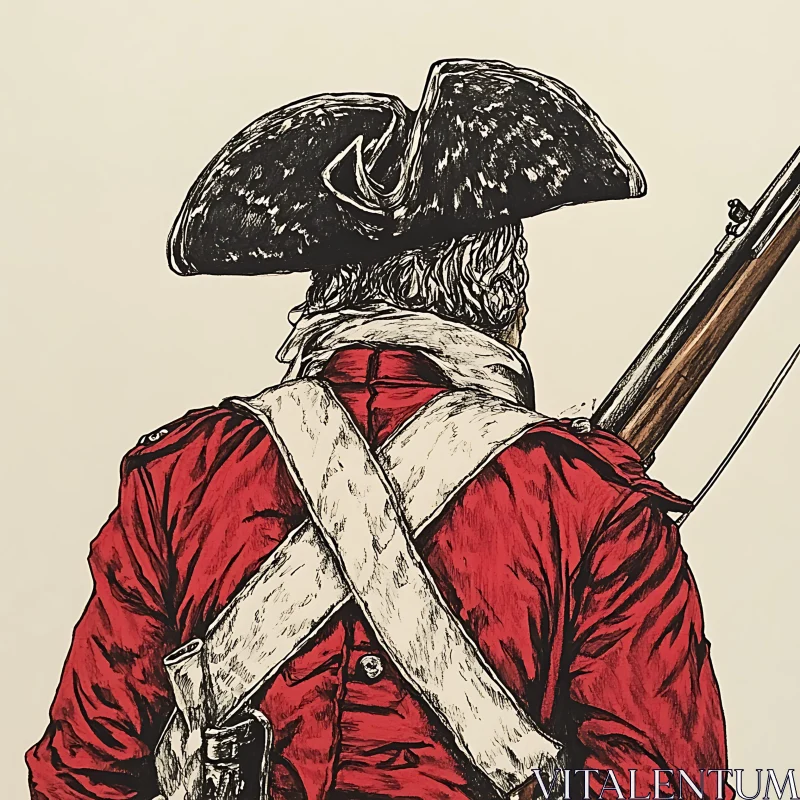 American Revolution Soldier Illustration AI Image