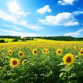 Golden Sunflowers in a Summer Meadow