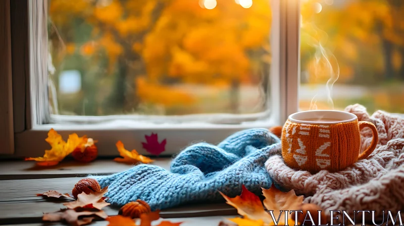 AI ART Cozy Autumn Morning with Tea