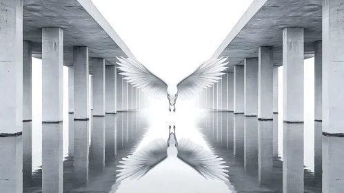 Symmetrical Wings in Water Reflection