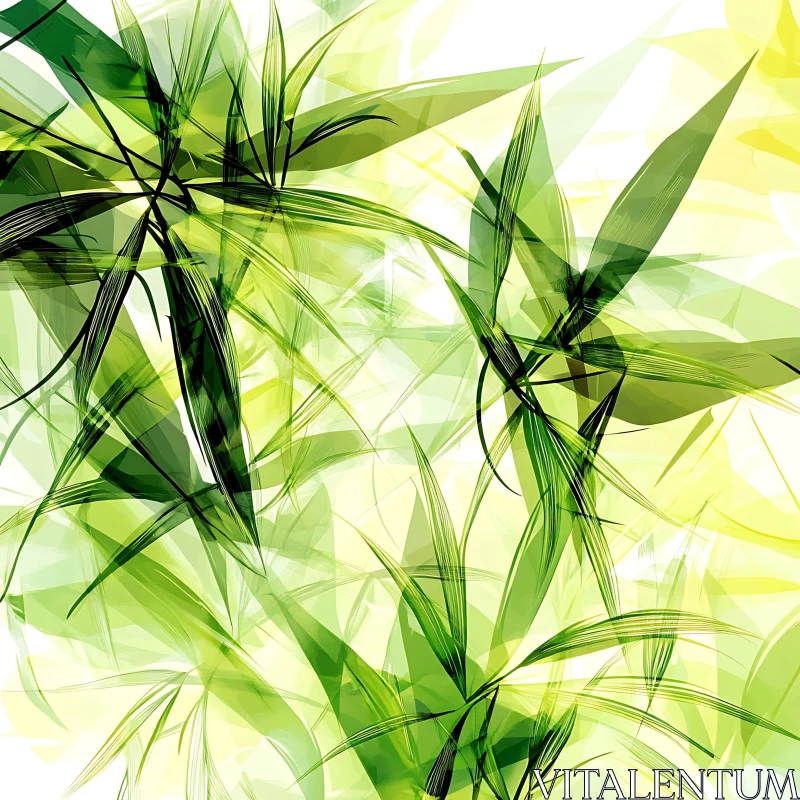 Green and Yellow Leaf Patterns Abstract AI Image