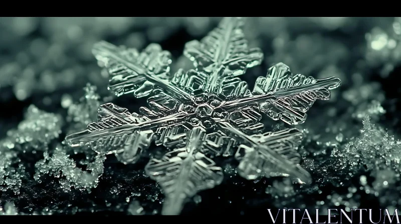 Detailed Snowflake Macro Shot AI Image