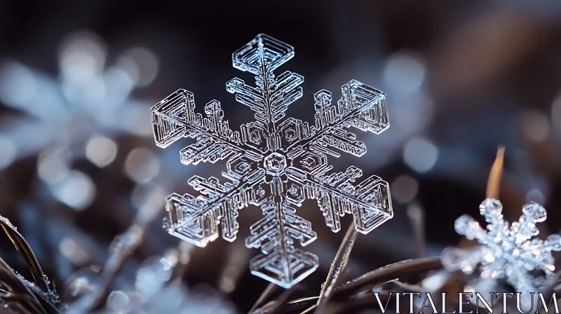 Intricate Snowflake Macro Photography AI Image