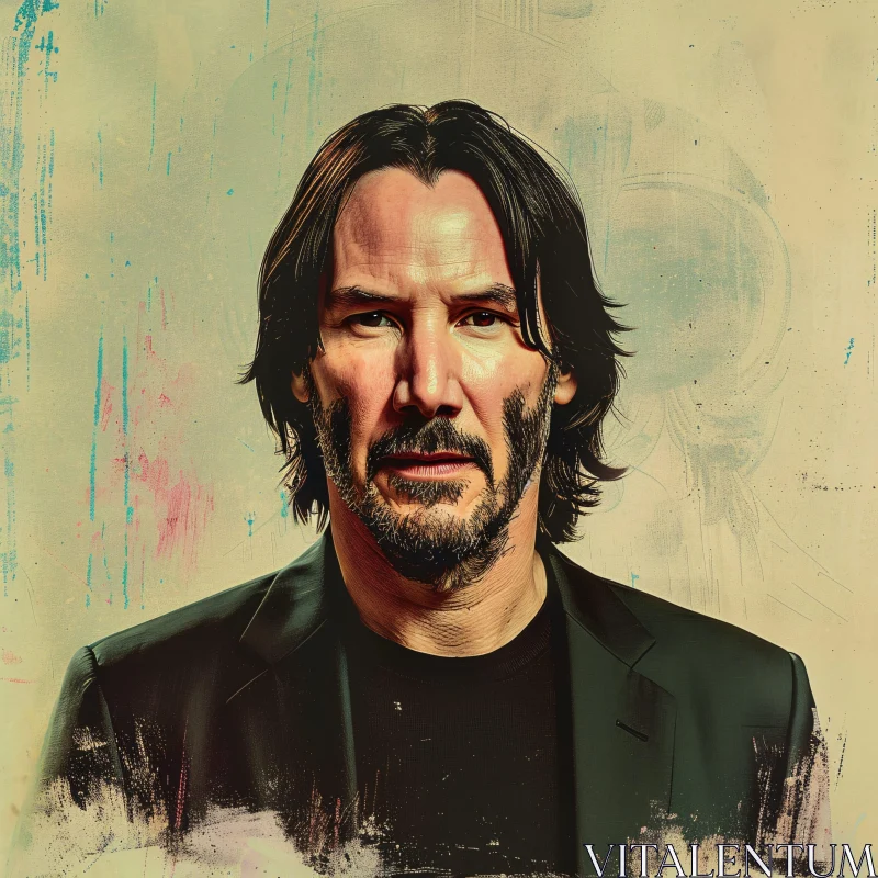 Abstract Keanu Reeves Portrait AI Image