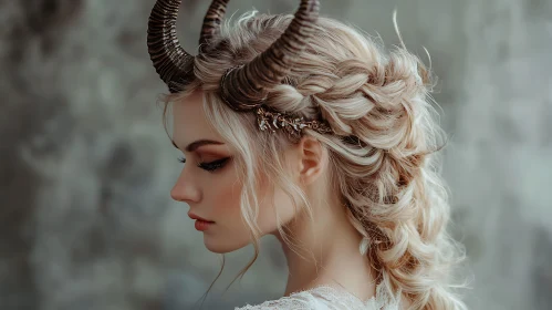 Woman with Braids and Horns