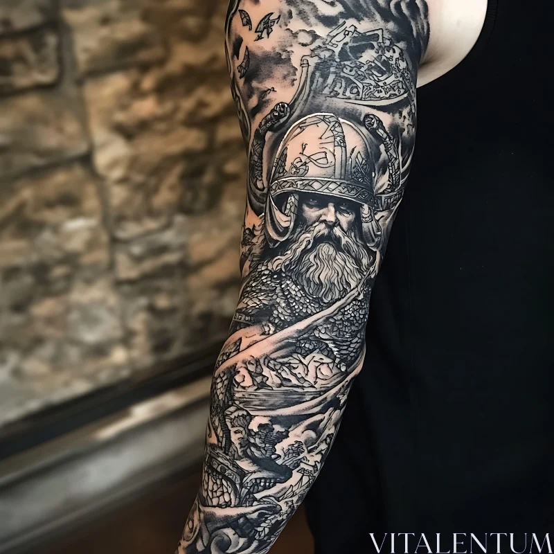 Epic Viking Warrior Arm Tattoo AI Image