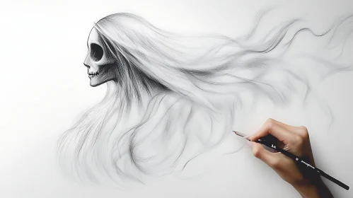 Pencil Drawing of a Skeleton