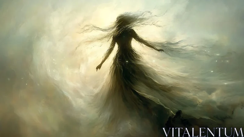 AI ART Ghostly Figure Emerging from Mist