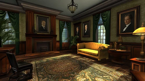 Classic Interior with Art and Furniture