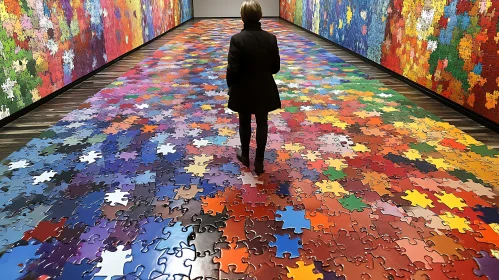 Vibrant Puzzle Patterned Art Installation