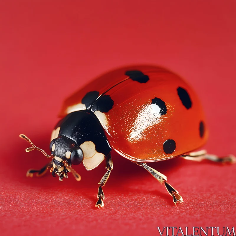 Macro Image of Ladybug on Red AI Image