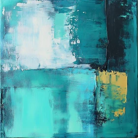 Abstract Art in Teal and Mustard