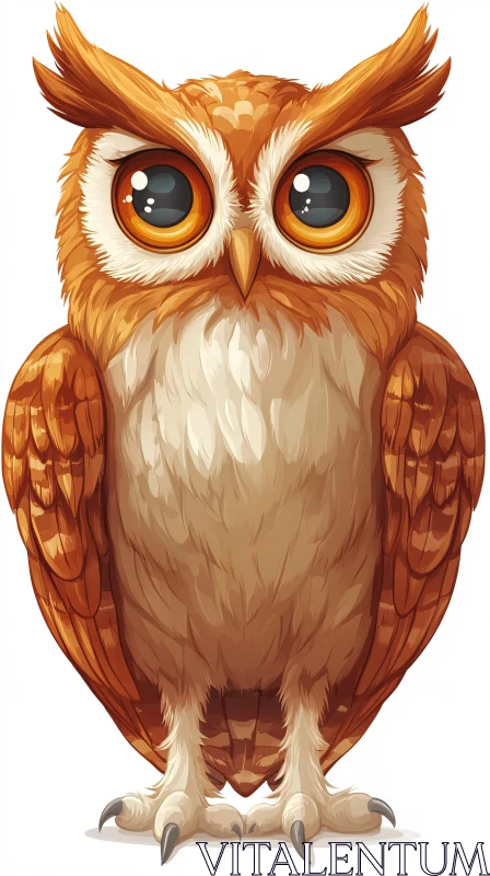 AI ART Whimsical Orange Owl Art