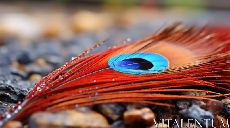 Captivating Peacock Feather Amidst Nature's Splendor AI Image