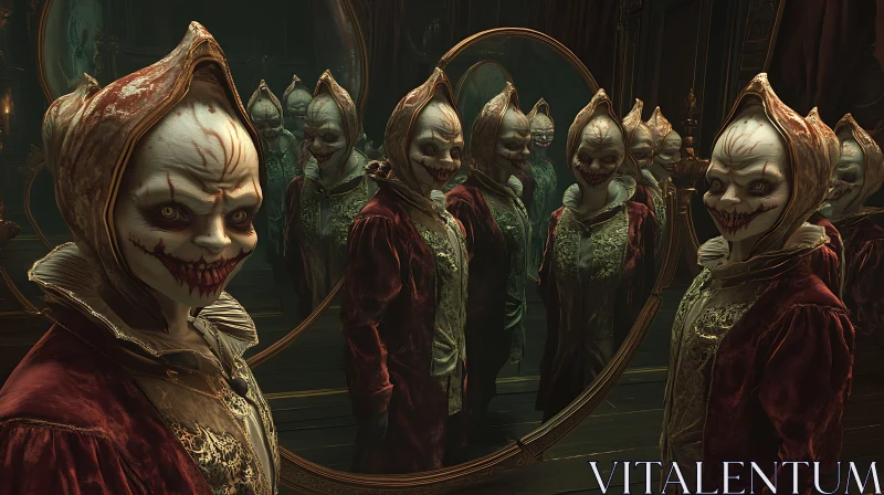 Creepy Monsters Reflected in Mirrors AI Image