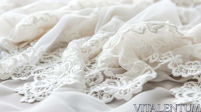 Delicate White Lace Fabric - Floral Pattern for Wedding Dresses and More AI Image