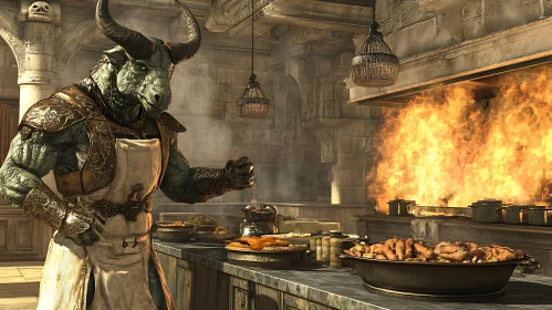 Culinary Minotaur Ready to Cook