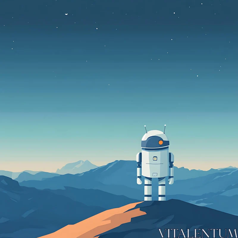 Lonely Robot Landscape AI Image