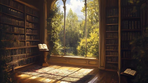 Library with Forest View