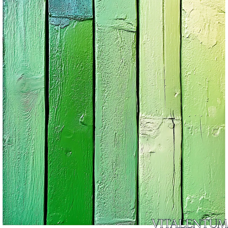 Shades of Green on Wood AI Image