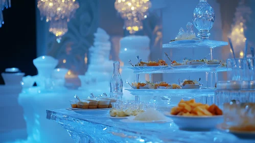 Opulent Ice-Themed Buffet Display