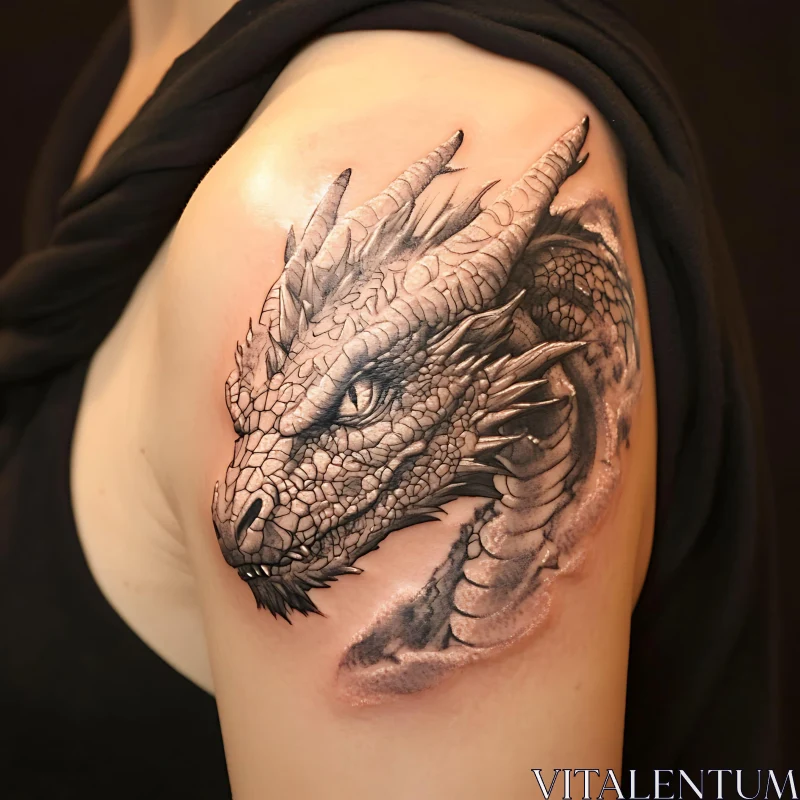 Mythical Dragon Shoulder Tattoo AI Image