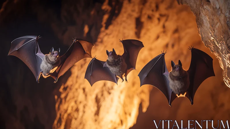 AI ART Nocturnal Flight: Bats in a Cave