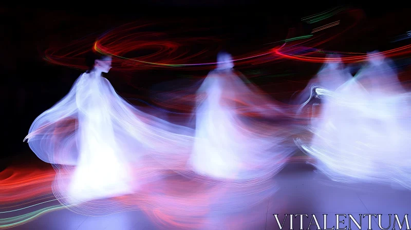 Abstract Figures in Motion Light Painting AI Image