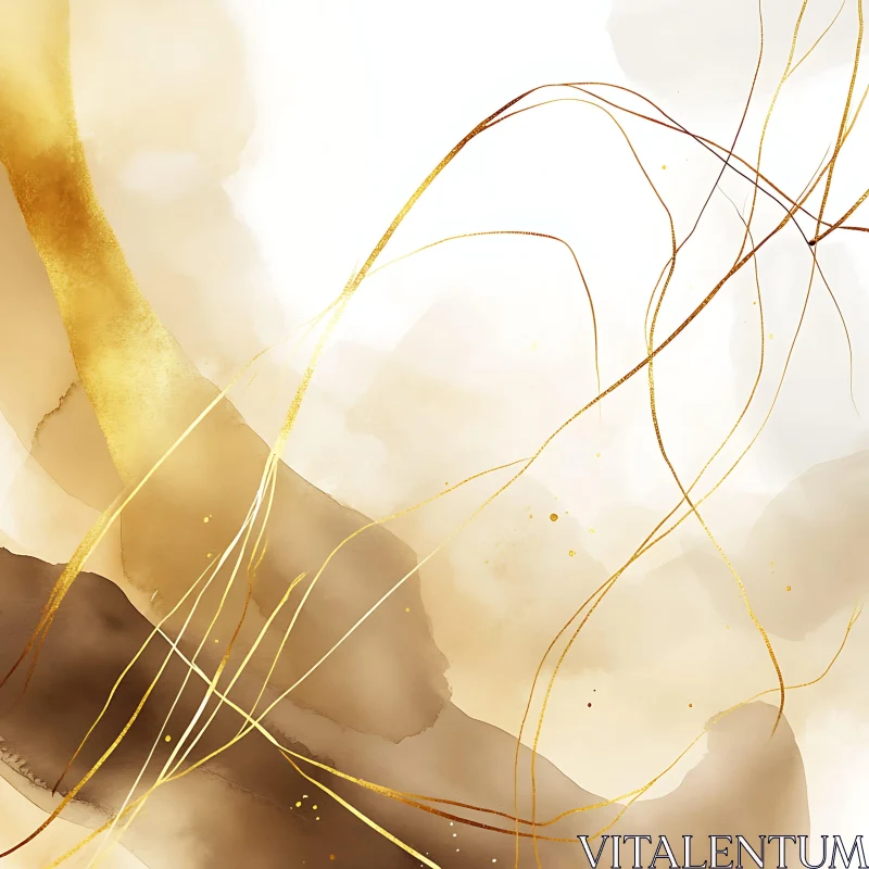 AI ART Abstract Minimalist Golden Fluid Art