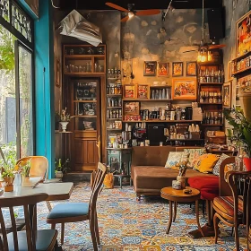 Charming Cafe Interior with Vintage Decor