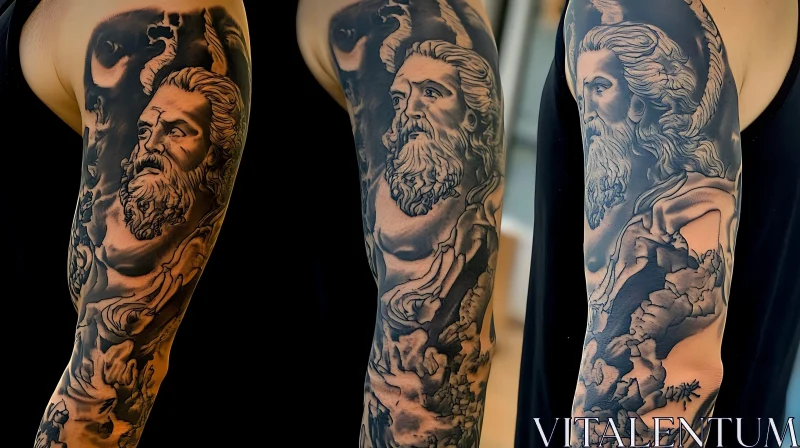 Mythological Male Portrait Tattoo Sleeve AI Image